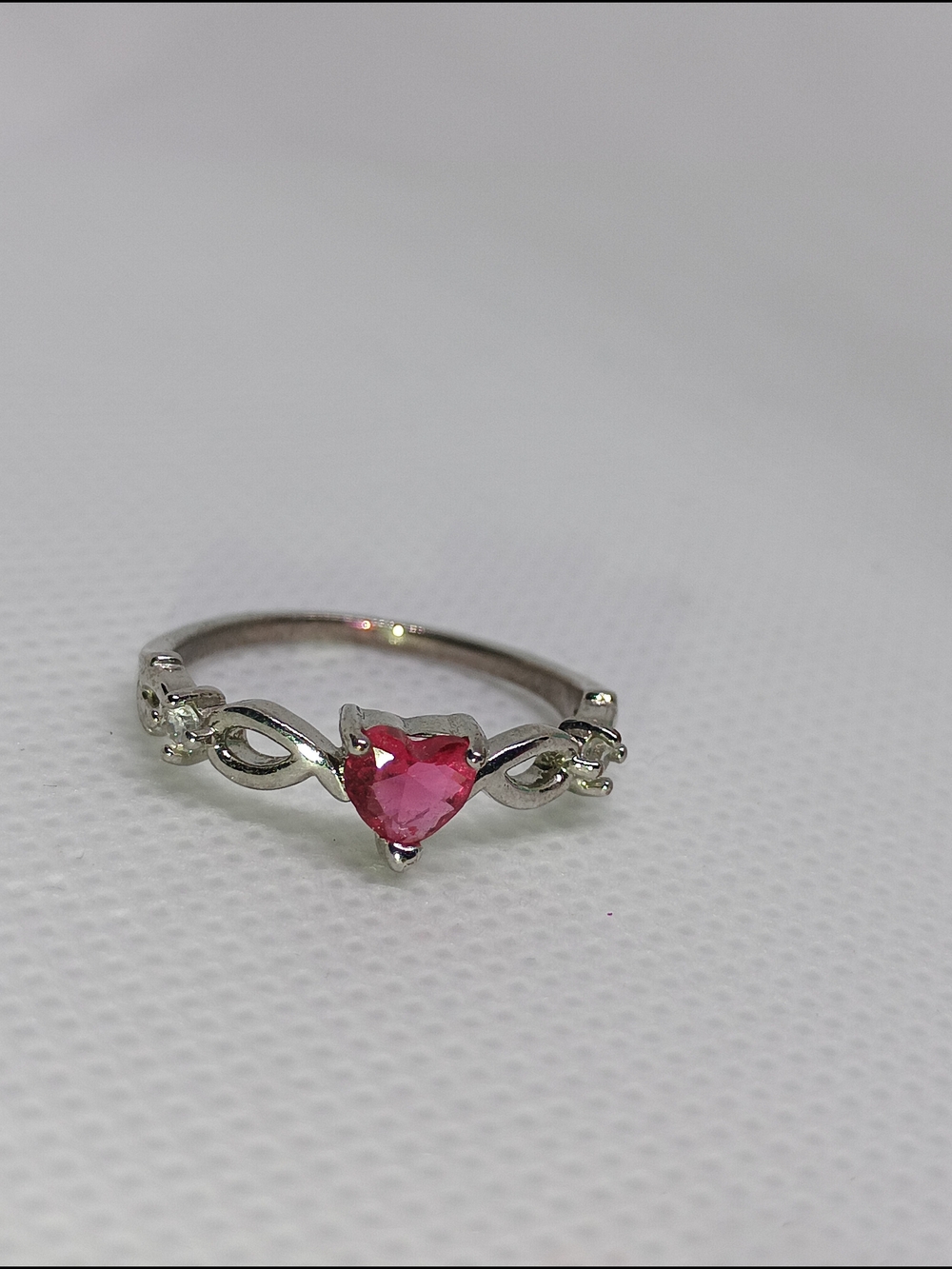 Heart-Cut Pink Gemstone Silver Fashion Ring